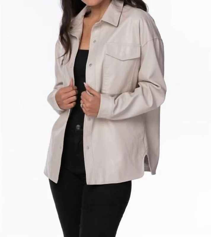 Exclusive Offers Faux Leather Shacket In Cream