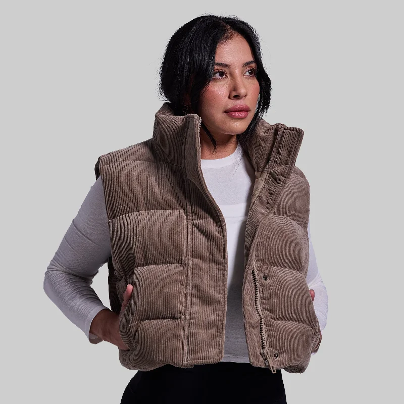 One-DAY Sale Fireside Cropped Corduroy Puffer Vest (Elephant)
