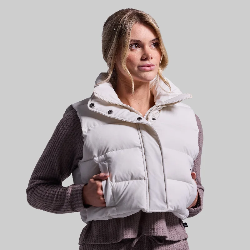 Final Clearance Fireside Cropped Puffer Vest (Ivory)