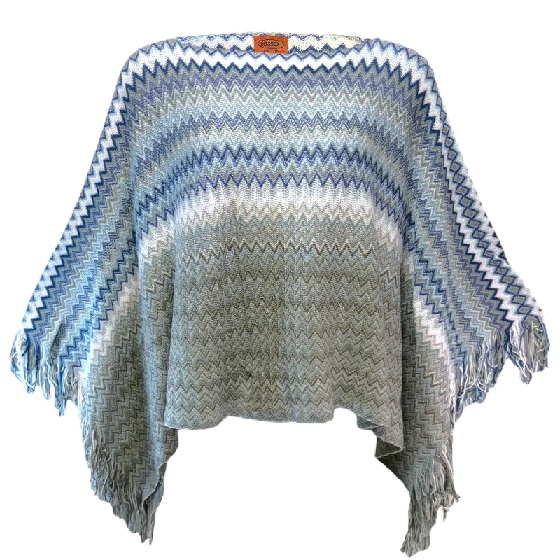 The Best Prices Fringe Trimmed Cotton Poncho Luxury Designer By Missoni In Multi-colored Chevron Print, Size: Osfm