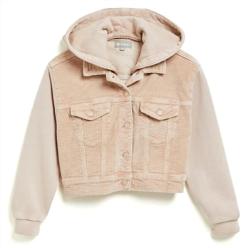 Price Drop Alert Girl Corduroy Knit Crop Jacket In Beige
