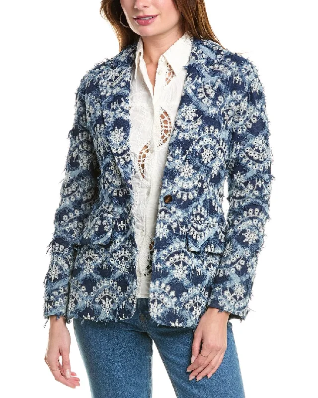 Extra Savings Gracia Floral Embroidered Denim Blazer