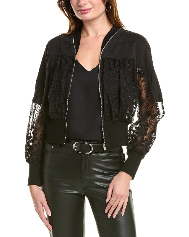 Blowout Sale Gracia Patchwork Lace Embroidered Zip-Up Jacket