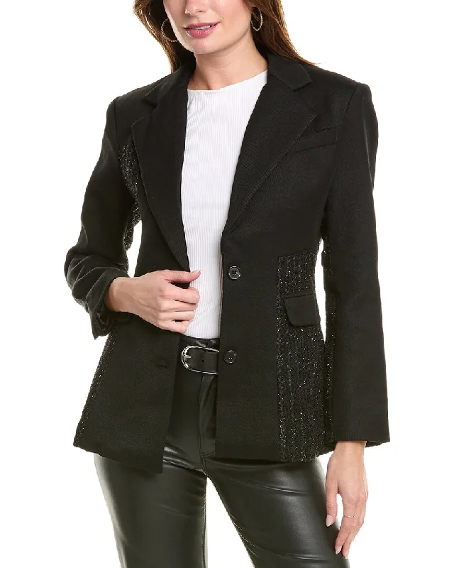 Epic Deals Gracia V-Neck Flare Classy Wool-Blend Jacket