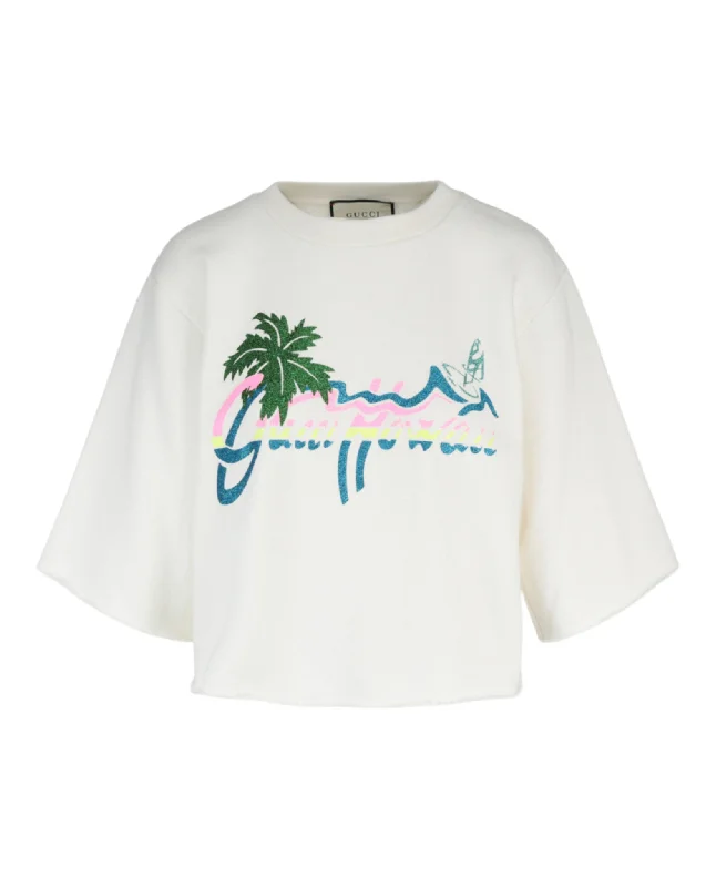 Huge Discounts Hawaii Printed Crop Sweater