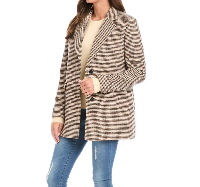 Unbeatable Prices Houndstooth Blazer In Brown,black,cream
