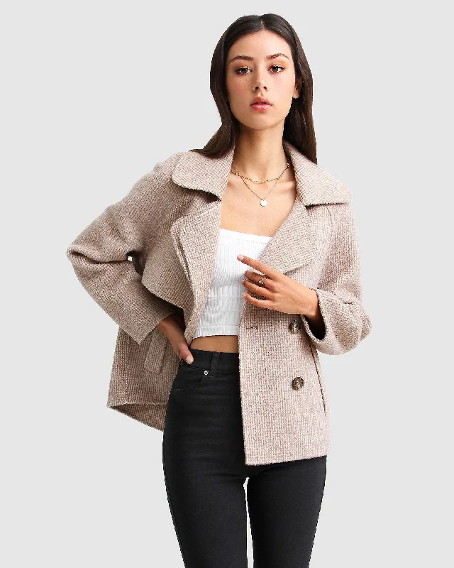 Flash Deals I'm Yours Wool Blend Peacoat - Beige