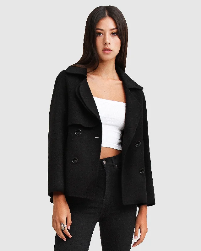 Major Savings I'm Yours Wool Blend Peacoat - Black
