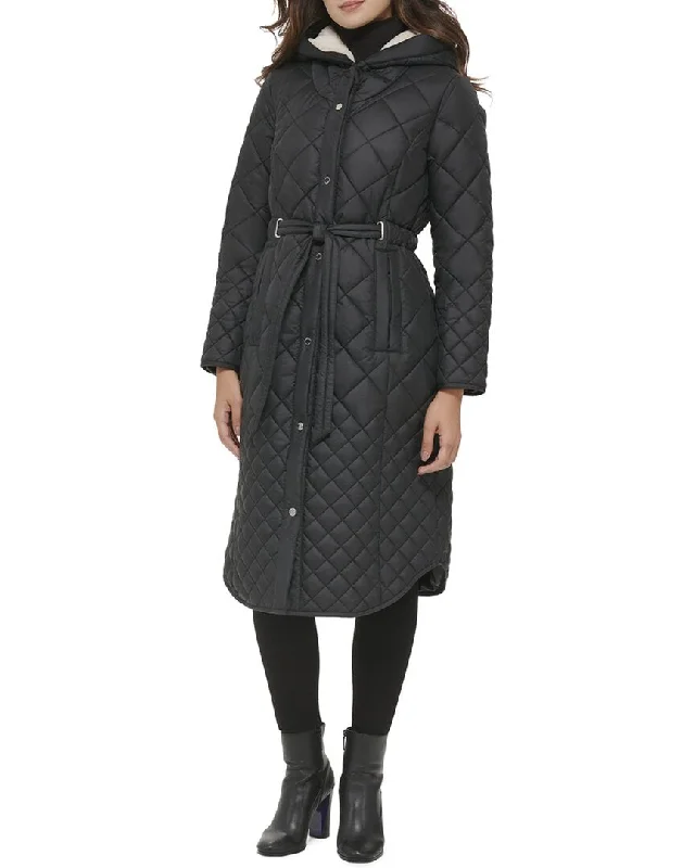 Super Sale Kenneth Cole Long Belted Quilted Coat