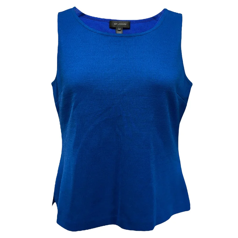 Deal Explosion Knit Tank Top Luxury Designer By St John Collection In Havana Blue, Size: M