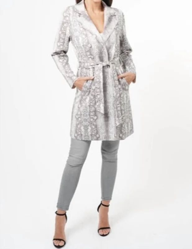 Weekend Deal Kobe Snake Print Coat In Grey
