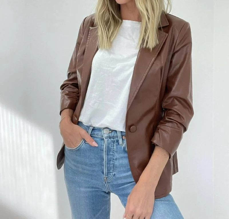 Exclusive Deal Kylie Faux Leather Blazer In Brown