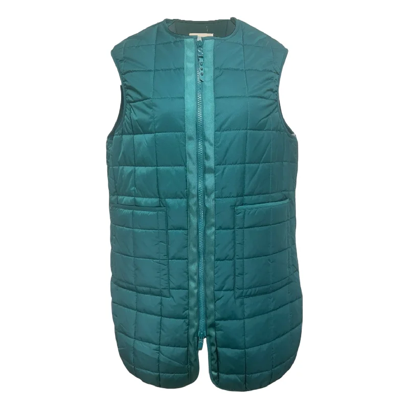 While Supplies Last Long Quilted Puffer Vest Designer in Deep Sea Teal By Rebecca Minkoff In Green, Size: M