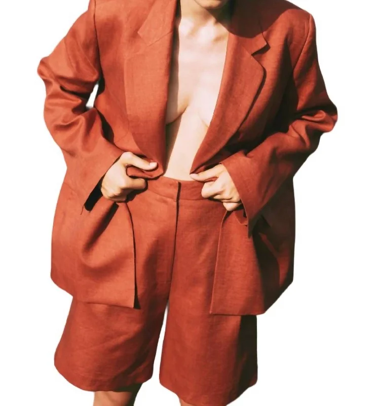 Buy More, Save More Lycia Linen Jacket In Burnt Tile