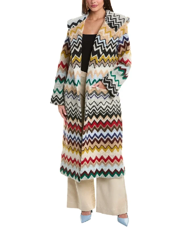 Deal Zone M Missoni Long Mixed Wool & Alpaca-Blend Coat