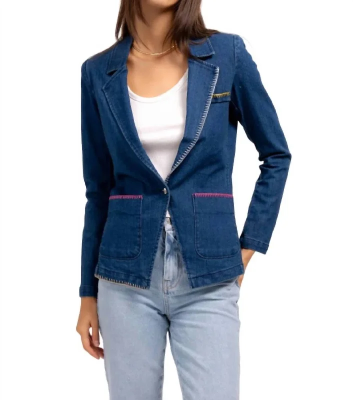 Flash Sale Mallory Whipstitch Denim Blazer In Blue