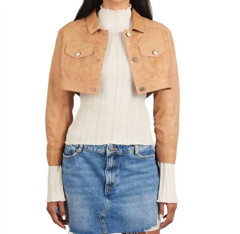 Best Bargains Mara Patina Leather Jacket In Au Lait