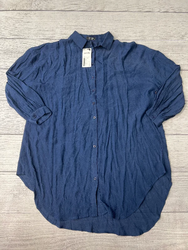 Now or Never New! Blouse Long Sleeve By Aimage In Navy, Size: Xl