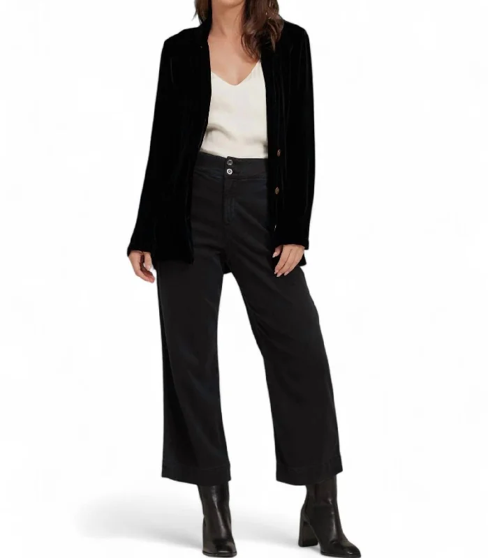 Notch Collar Belted Blazer In Black