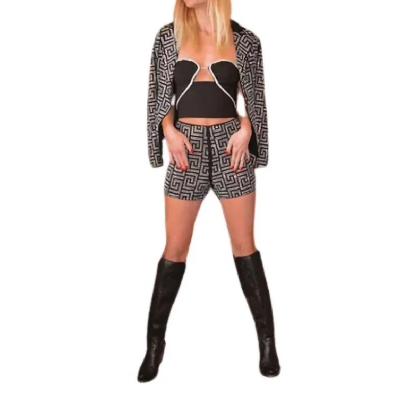 Customer Appreciation Sale Pattern Blazer Set Shorts In Black