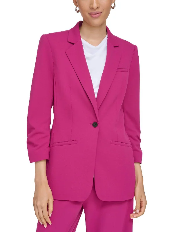Must-Have Deals Petites Womens 3/4 Sleeve Suit Separate One-Button Blazer