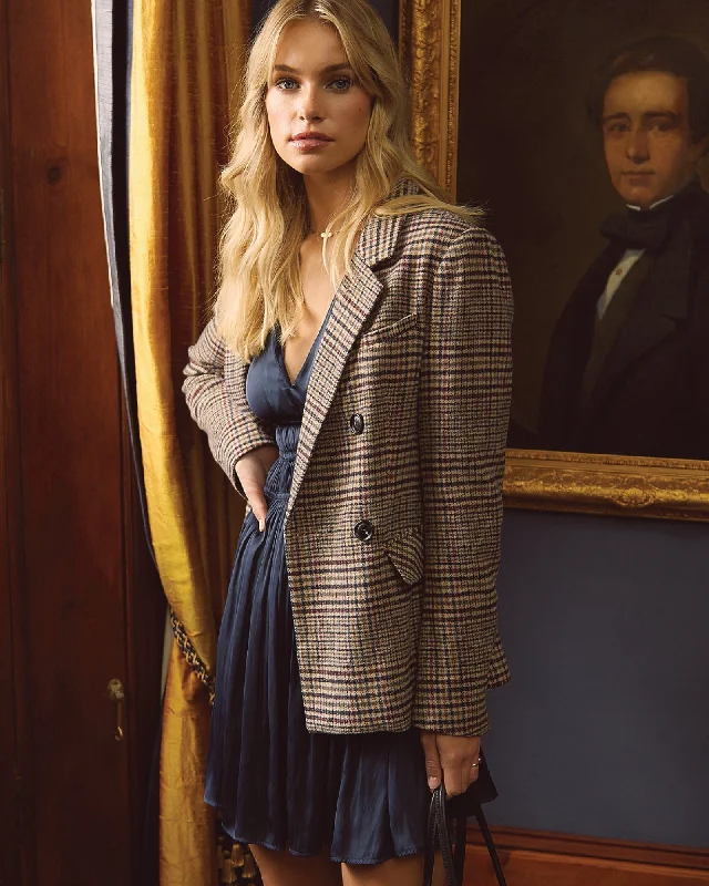 Super Sale Piccadilly Wool Blend Plaid Blazer - Oat