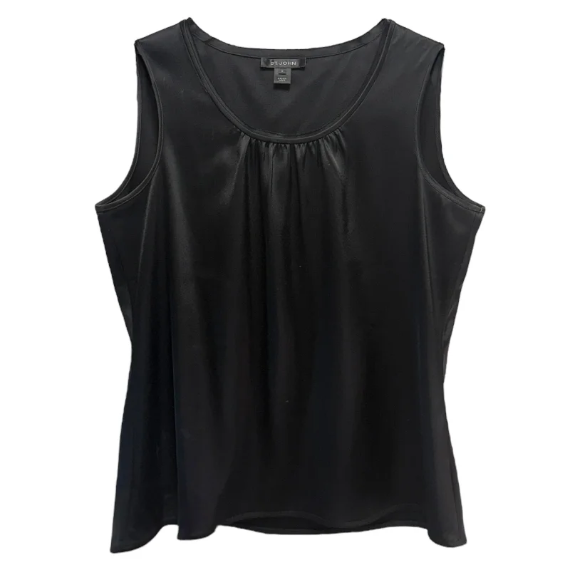 Flash Sale Pleated Scoop Neck Shell Luxury Designer By St. John In Black, Size: M