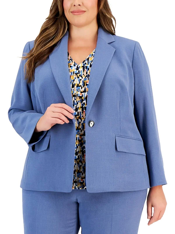 Low Prices Plus Womens Solid Crepe One-Button Blazer