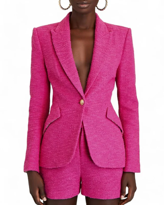 Early Bird Discount Pre-Loved Chamberlin Tweed Blazer In Pink/fuchsia