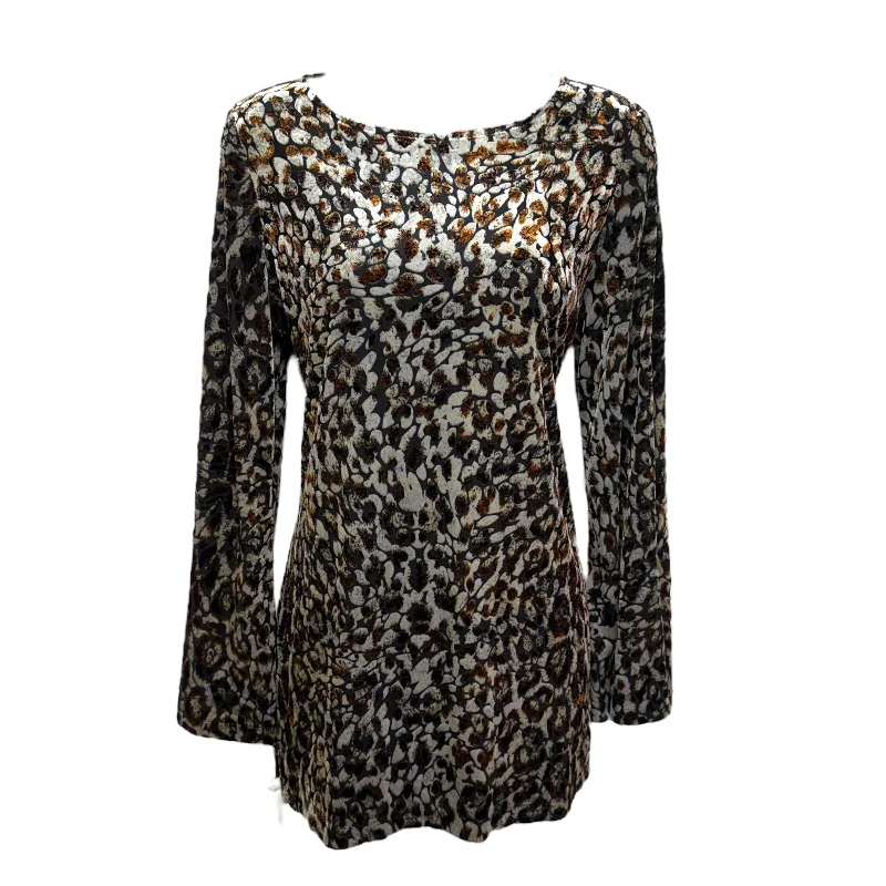 Best Deals Printed Burn Out Velvet Stretch Blouse By Susan Graver In Animal Print, Size: S