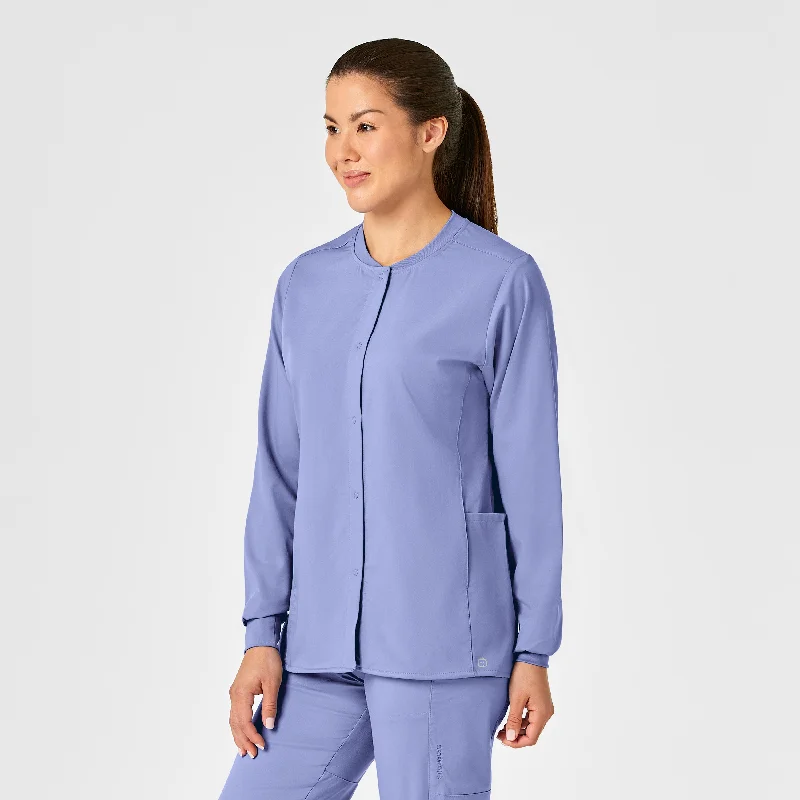 Shop and Save PRO Women's Snap Front Scrub Jacket - Ceil Blue