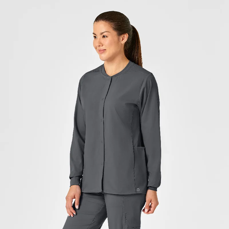 Super Bargain PRO Women's Snap Front Scrub Jacket - Pewter