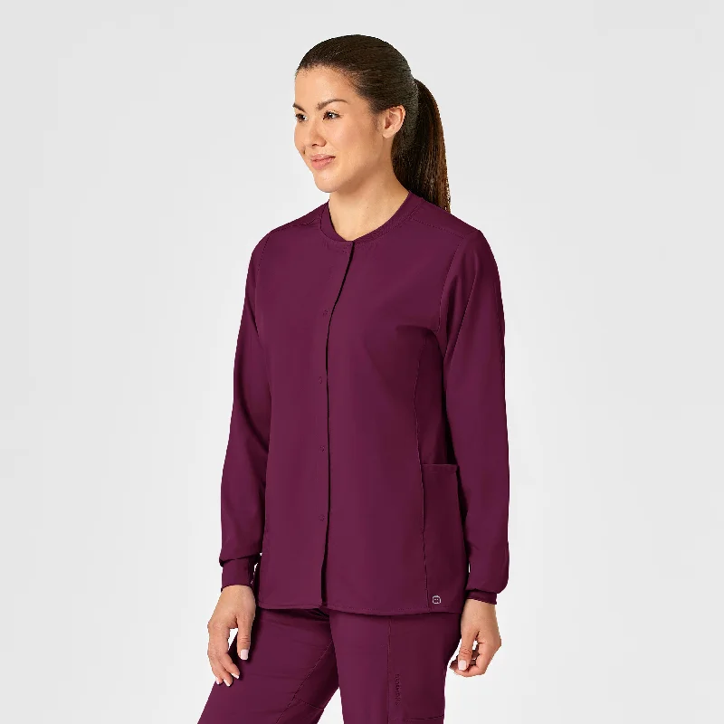 Blowout Deals PRO Women's Snap Front Scrub Jacket - Wine