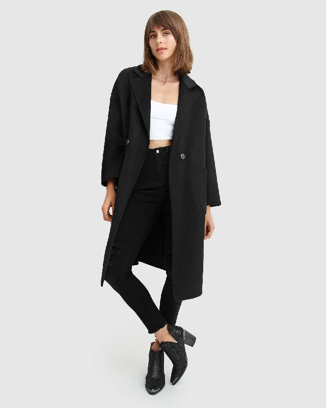 Epic Deals Publisher Double-Breasted Wool Blend Coat - Black