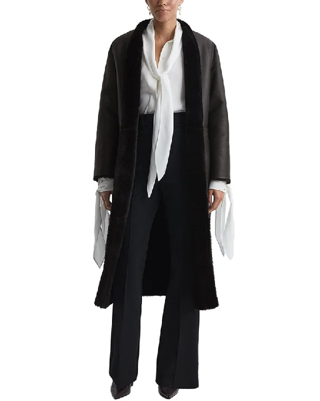 Don't Wait Reiss Orla Reversible Leather Shearling Jacket