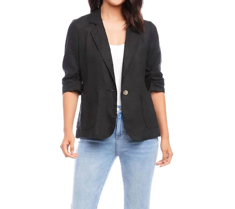 Special Offer Ruched Sleeve Jacket In Black
