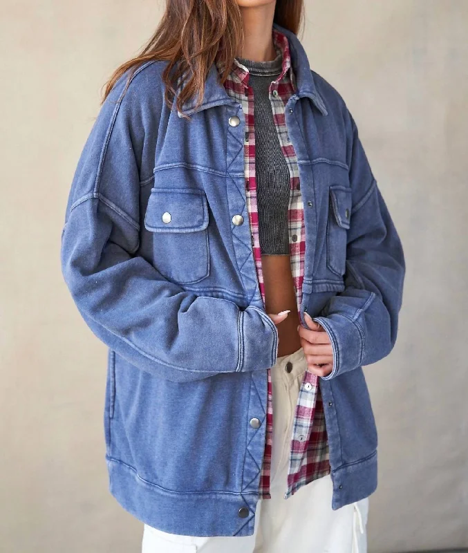 Don't Wait See You There Shacket In Blue Indigo
