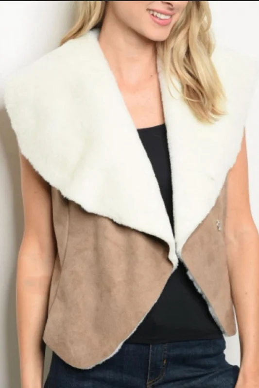 Clearance Sale Sherpa Crop Jacket In Taupe