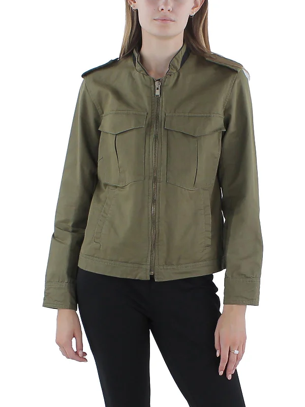 Shop and Save Skull Womens Military Embellished Shirt Jacket