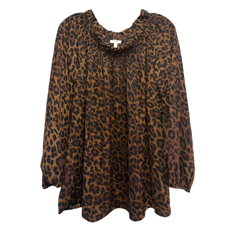 Value Deals Smocked Blouse By Talbots In Spectacular Animal Print, Size: 1X