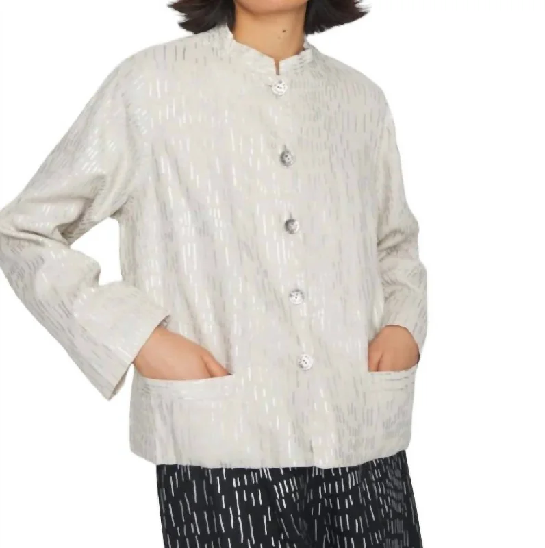 Fantastic Offers Stick Button Front Jacket In Ivory/silver