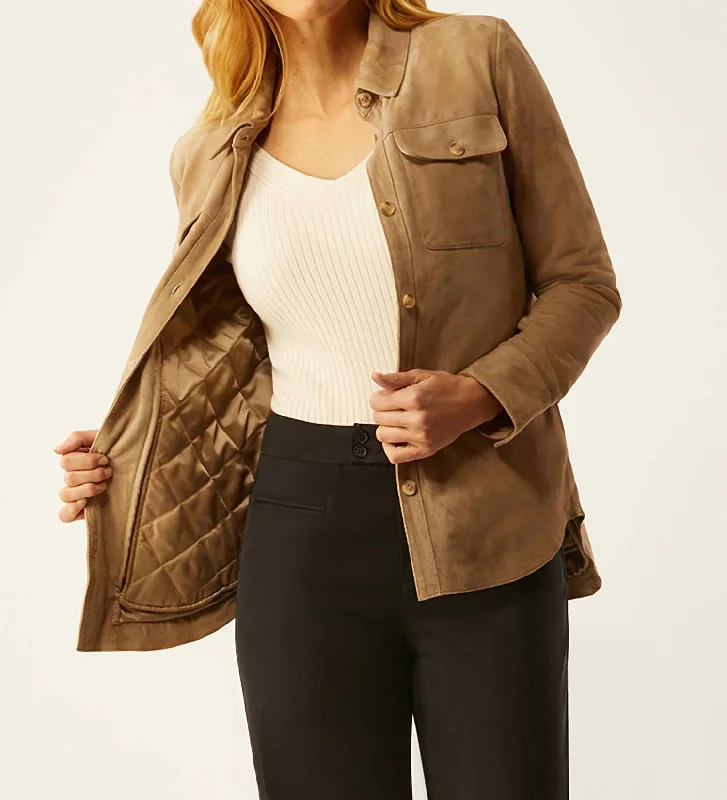 Today's Special Suede Shirt Jacket With Zip Out Liner In Camel