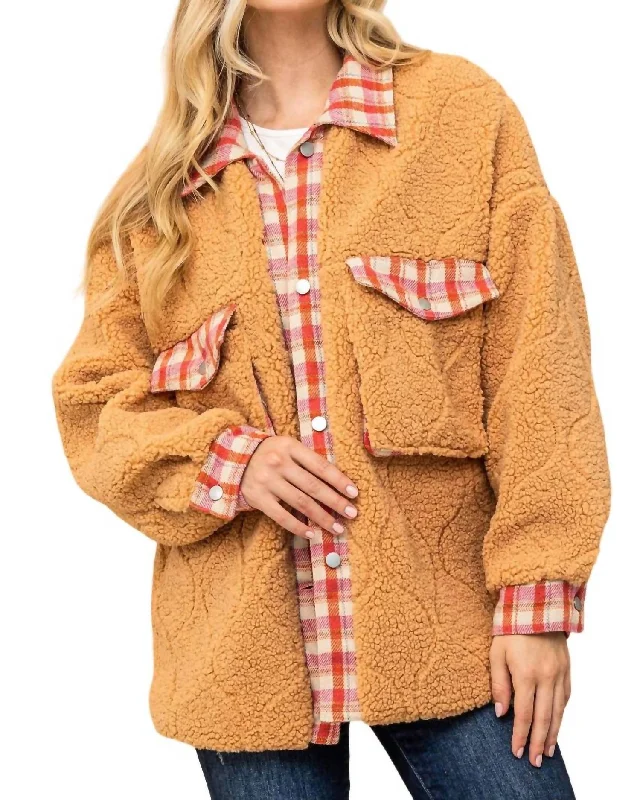 Instant Discount Sugar & Spice Sherpa Jacket In Brown
