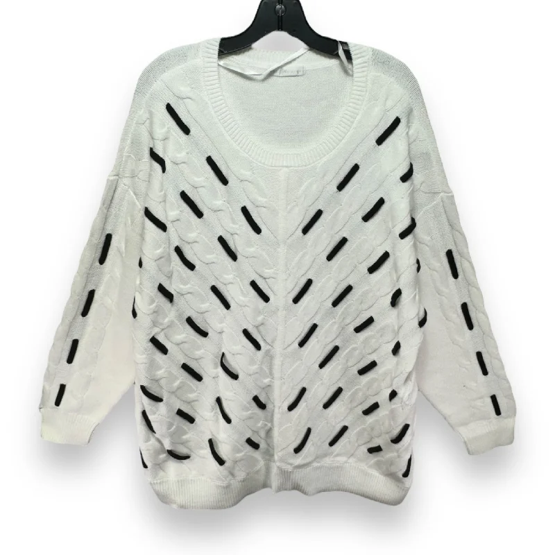 Closeout Sale Sweater By Design History In White, Size: 1x