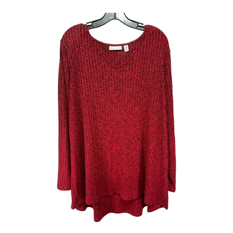 Sale Event Sweater By Susan Graver In Black & Red, Size: 2x