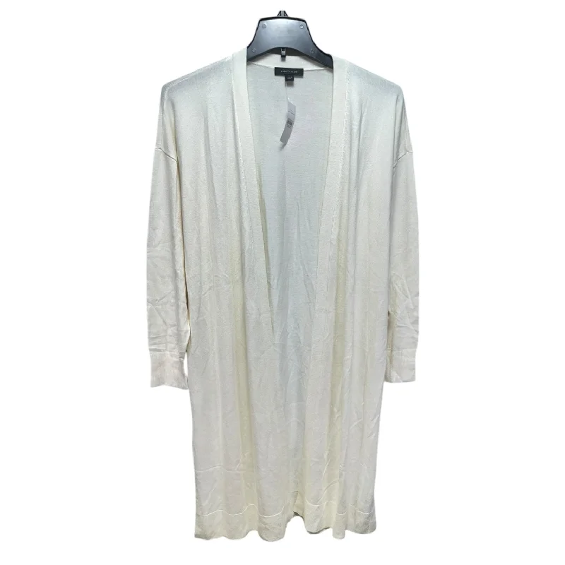 Sweater Cardigan By Ann Taylor In White, Size: L