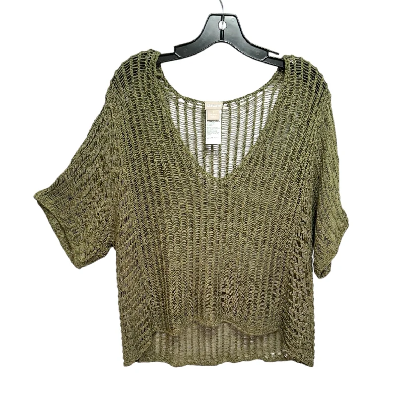 Overstock Sweater Short Sleeve By Chicos In Green, Size: M