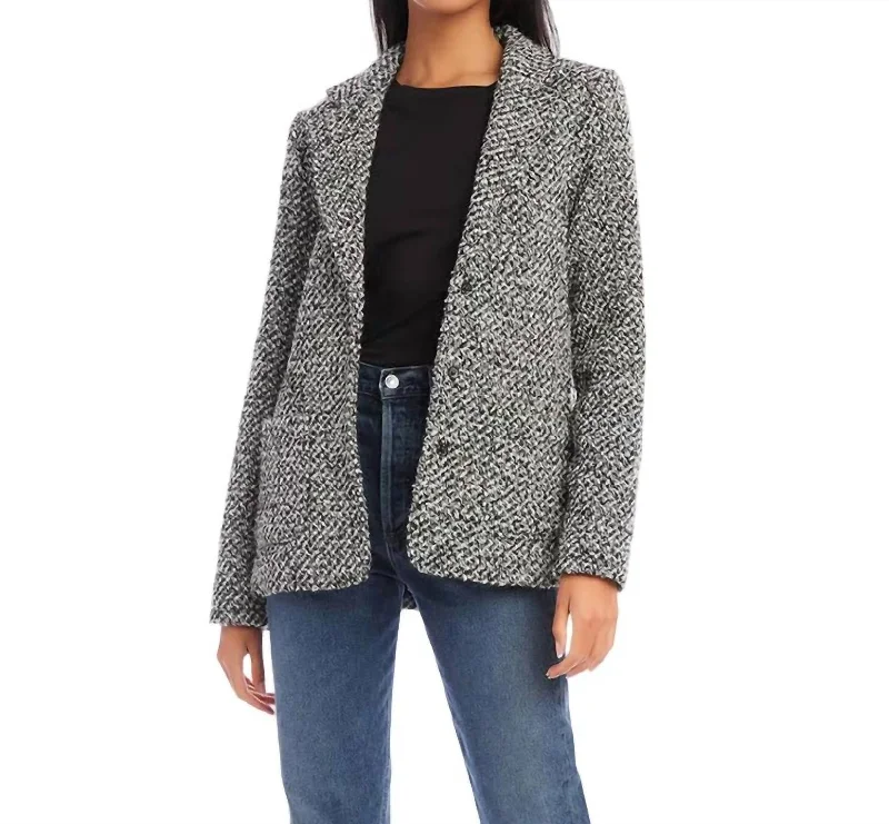 YEAR-End Sale Tailored Blazer In Black,off White