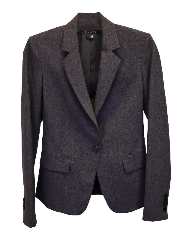 Midnight Madness Theory Single-Breasted Slim-Fit Blazer in Charcoal Wool