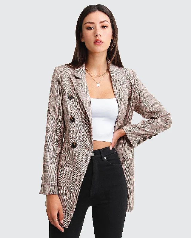 Flash Sale Too Cool For Work Plaid Blazer - Brown